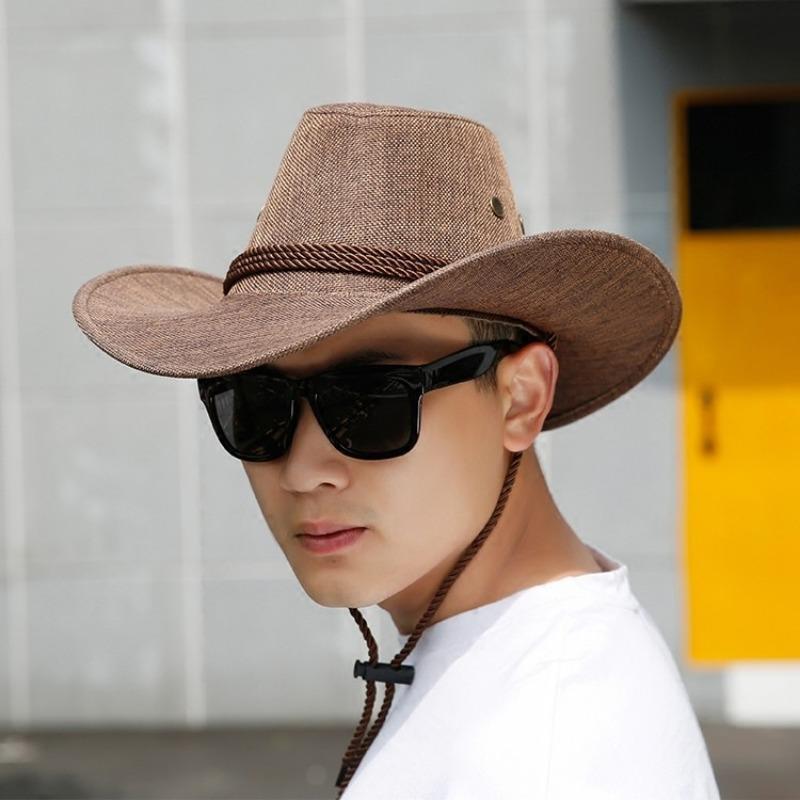 Hat Men's Big Eaves Sun Hat Outdoor Beach Hat Sun Hat Men's Hat Mountaineering Hat Panama Cowboy Hat