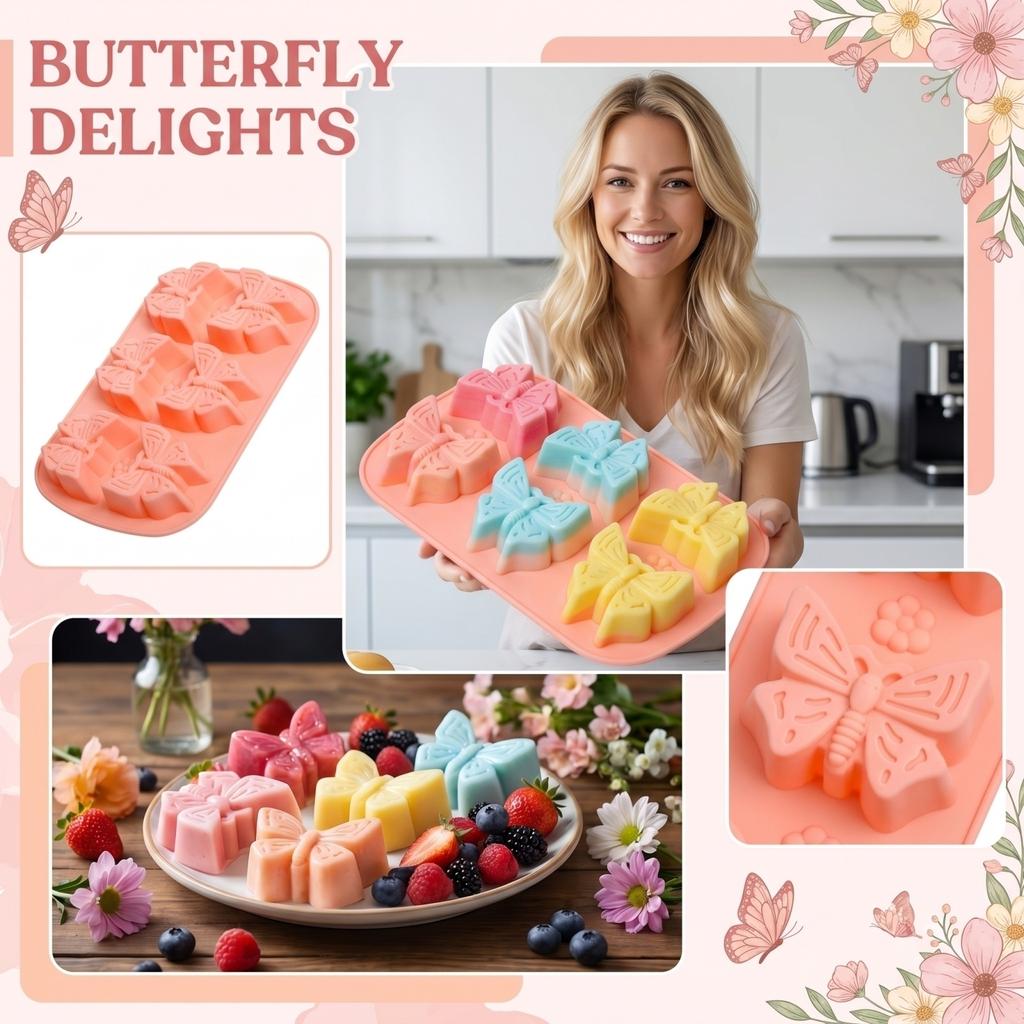 Butterfly Shaped Cheese Mold Jelly Cake Mold for Home Baking Silicone Mold for Homemade Desserts and Pastry Mold Kitchen Tool