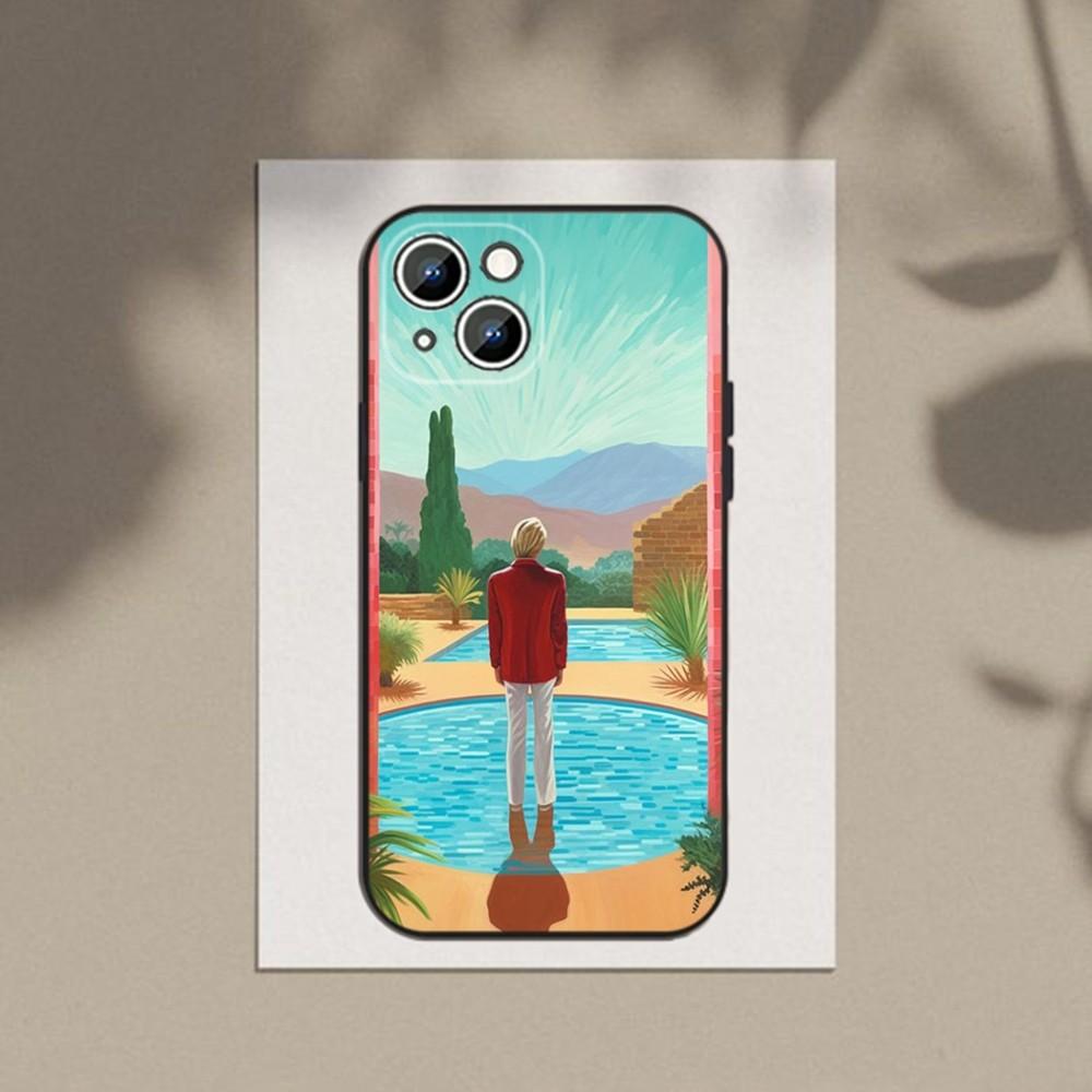 D-David-Hockney Art Phone Case Phone Case For Apple iPhone 15,14,13,12,11,XS,XR,X,8,7,Pro,Max,Plus,mini Silicone Black Cover