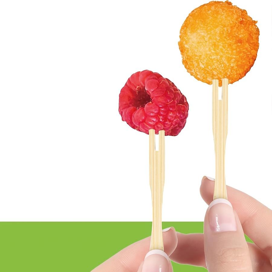80pcs Bamboo Fruit Picks Disposable Wooden Forks Dessert Cakes Fruit Appetizers Household Wedding Party Restaurant Tableware