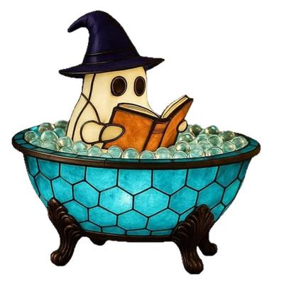 Ghosty Bubble Bath Lamp,Halloween Lights Up Ghosty Night Lights,Halloween Ghosty Decors Ghosty Reading Book Nightlight