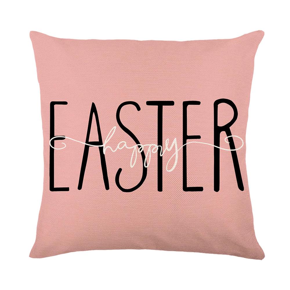 Pink Easter Pillow Cover Simple Letter Rabbit Home Fabric Sofa Pillow Cushion Cover