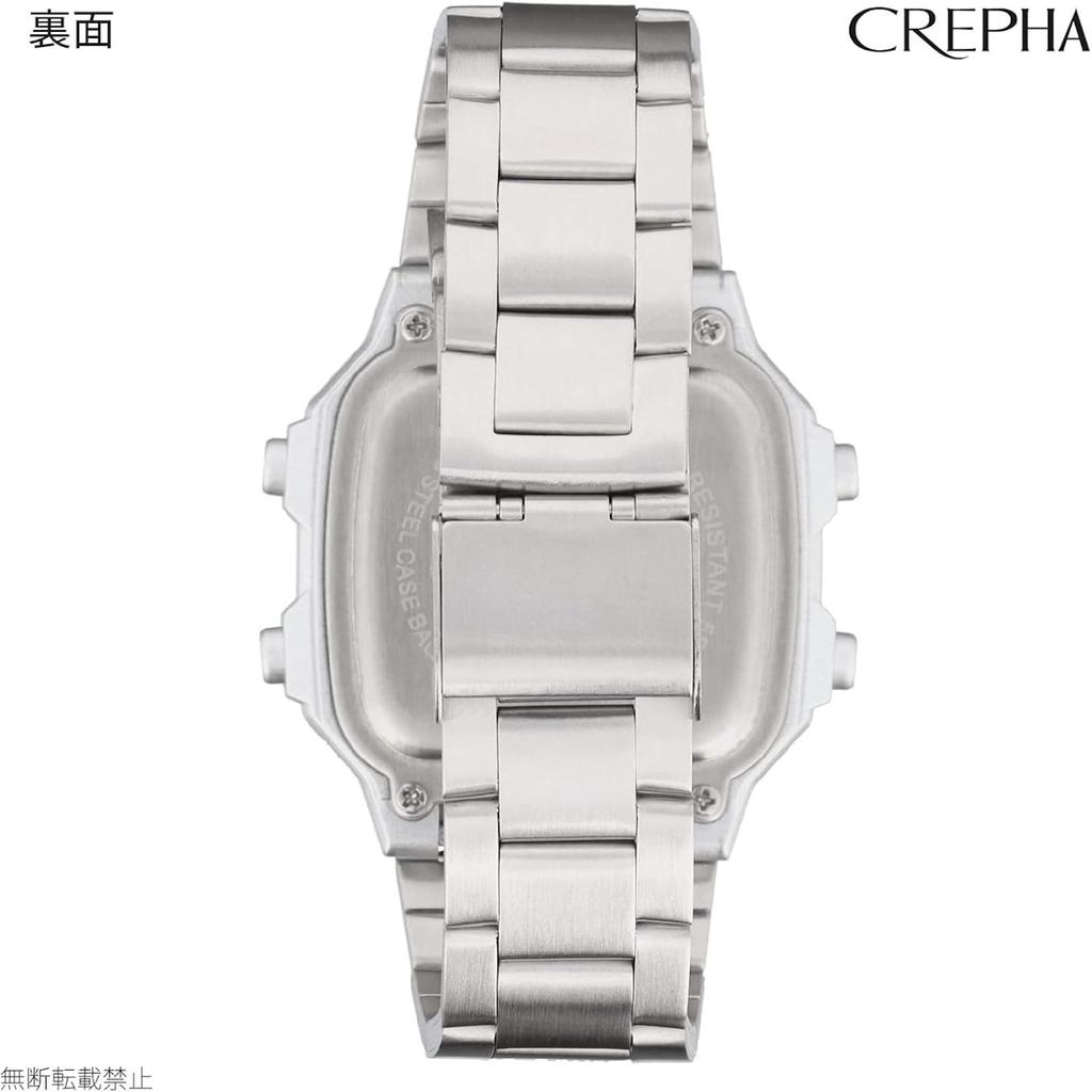 CREPHA Men's Digital Waterproof Watch with Metal Band, Silver, TS-D306-SV