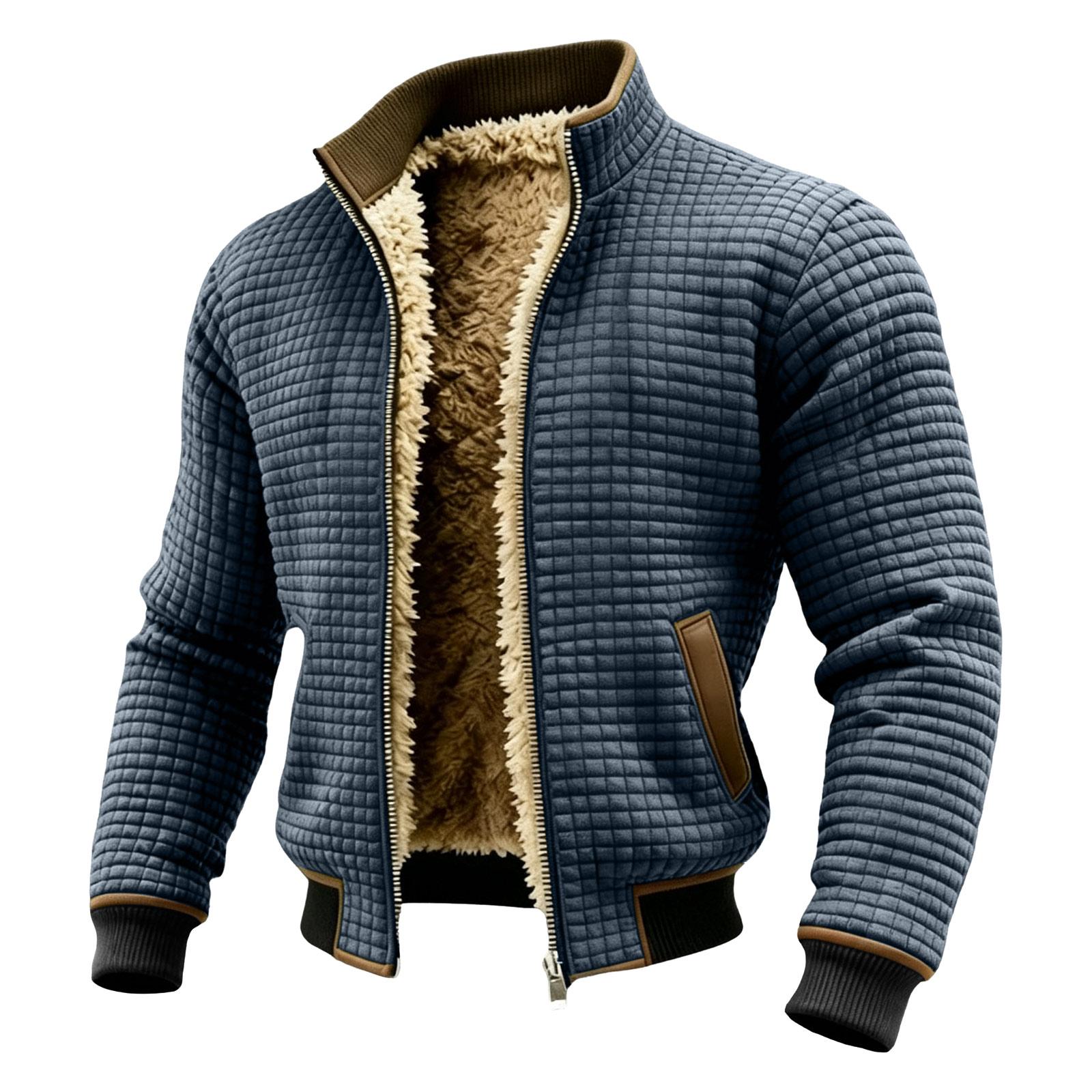 Men`s Knit Stand Collar Lined Retro