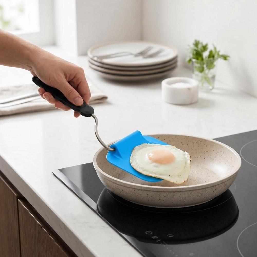 Black Blue Egg Flipper Turner Swappable Head Non Stick Turner Angled Spatula  Home Cooking