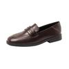 Loafers women's British style black flat-soled small leather shoes spring and autumn soft-soled Doudou single shoes spring professional work shoes w