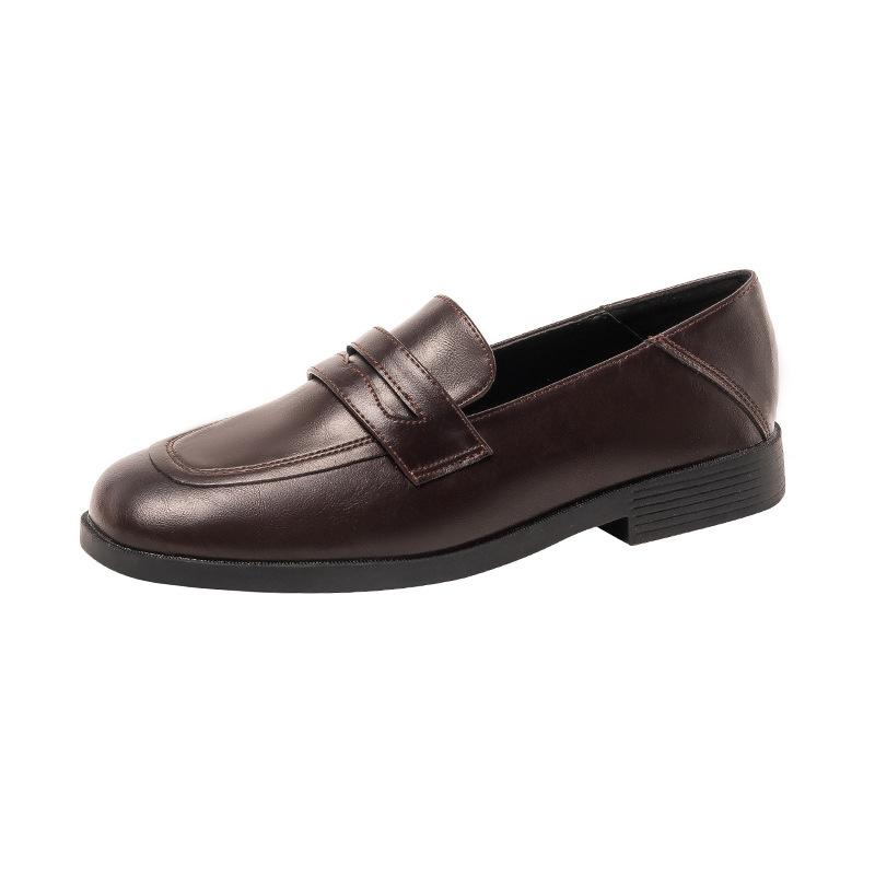Loafers women's British style black flat-soled small leather shoes spring and autumn soft-soled Doudou single shoes spring professional work shoes w