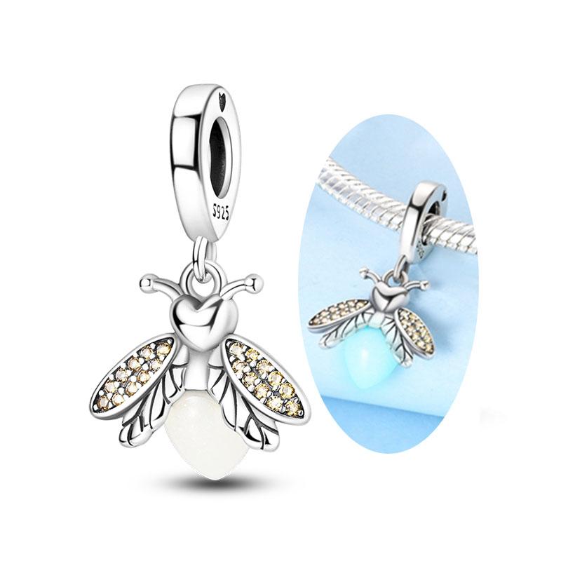 925 Silver Charm Beads Pendant Firefly Butterfly Bee Dragonfly Jewelry for Women Bracelet Necklace Gifts