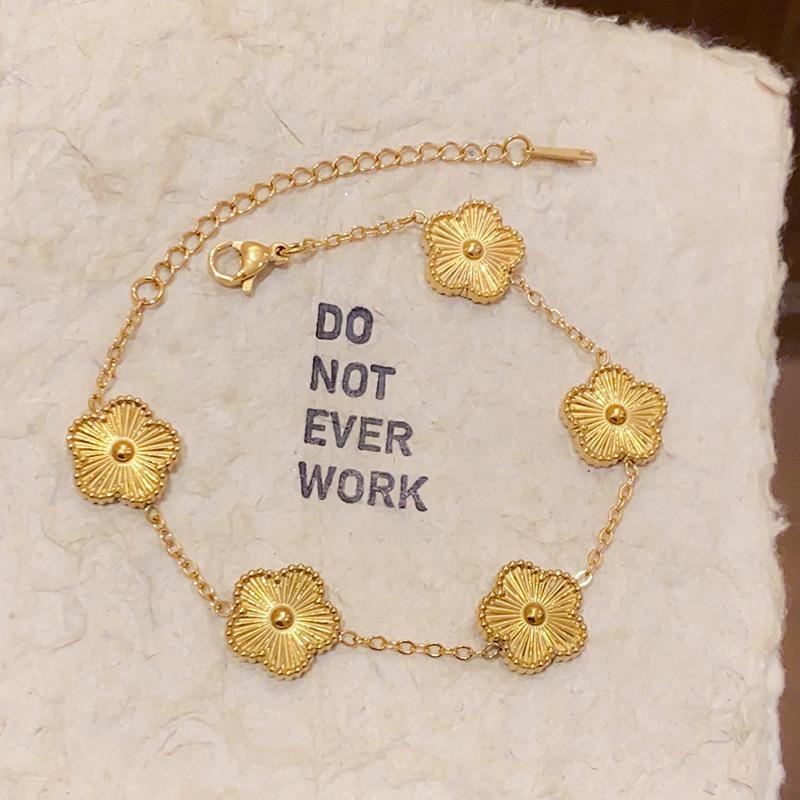 Изысканный браслет-цветок из нержавеющей стали в корейском стиле - Универсальное и роскошное женское украшение