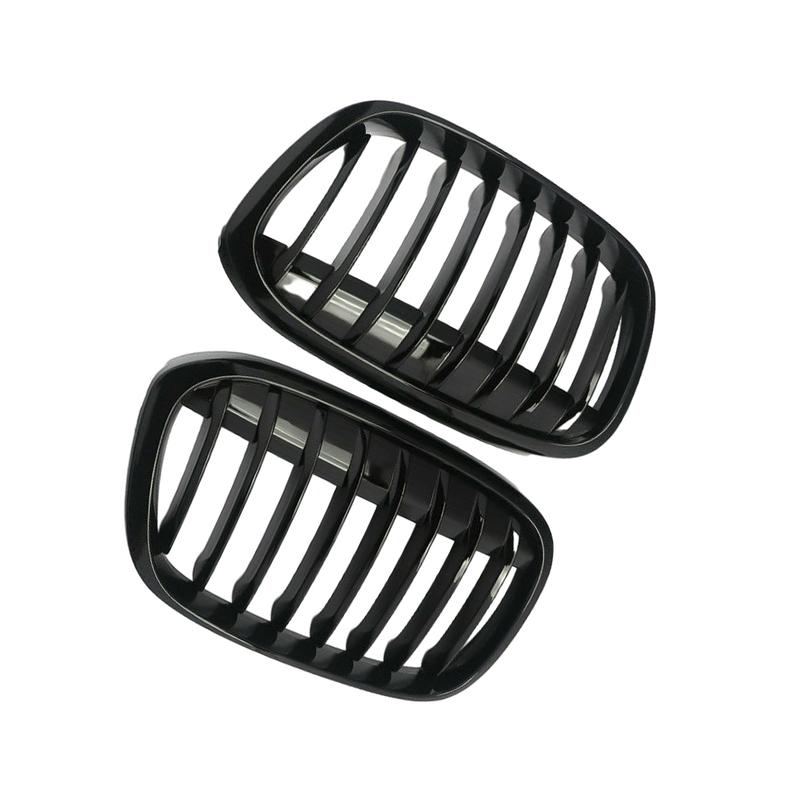 2Pcs Front Bumper Kidney Grille Hood Kidney Grill Racing Grills Gloss Black Replacement For BMW X1 F49 F48 2016 2017 2018