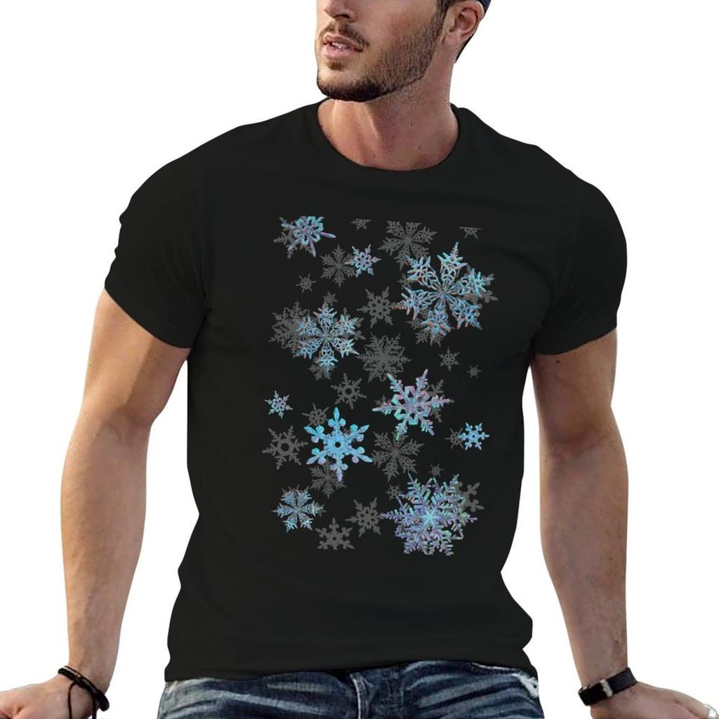 Embroidered Snowflakes blue on white TShirt t shirt men 100 cotton luxury brand man t shirts graphic TShirt