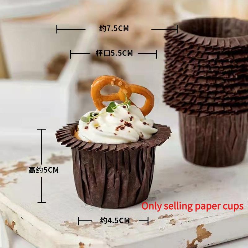 50pcs Tulip Paper Cups Cake Cup Oven High Temperature and Oil Resistant Flame Cups Disposable Oil Proof Liner Paper Holder Bread Baking Mold
