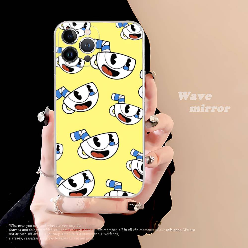 Comedy Animation C-Cuphead Cartoon Transparent Soft Phone Case For IPhone 15 12 14 16 17 13 Plus 11 Pro Max 13 Pro