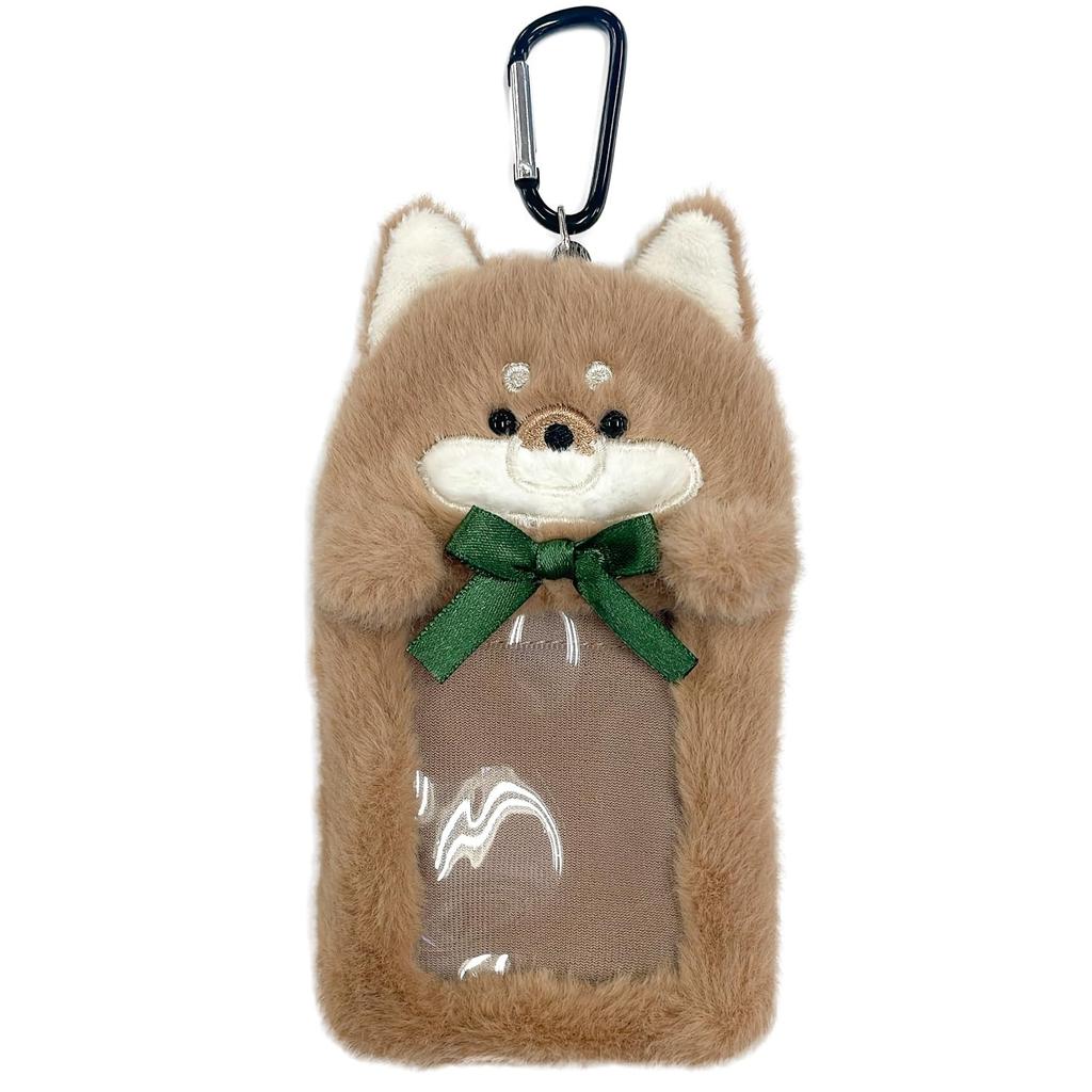 Tino Pass Fluffy Animal Plush Toy with for Commuting to School or IC Card Shiba Inu Design [Stream] Case, Reel, Carabiner, Keychain, Work, Case,
