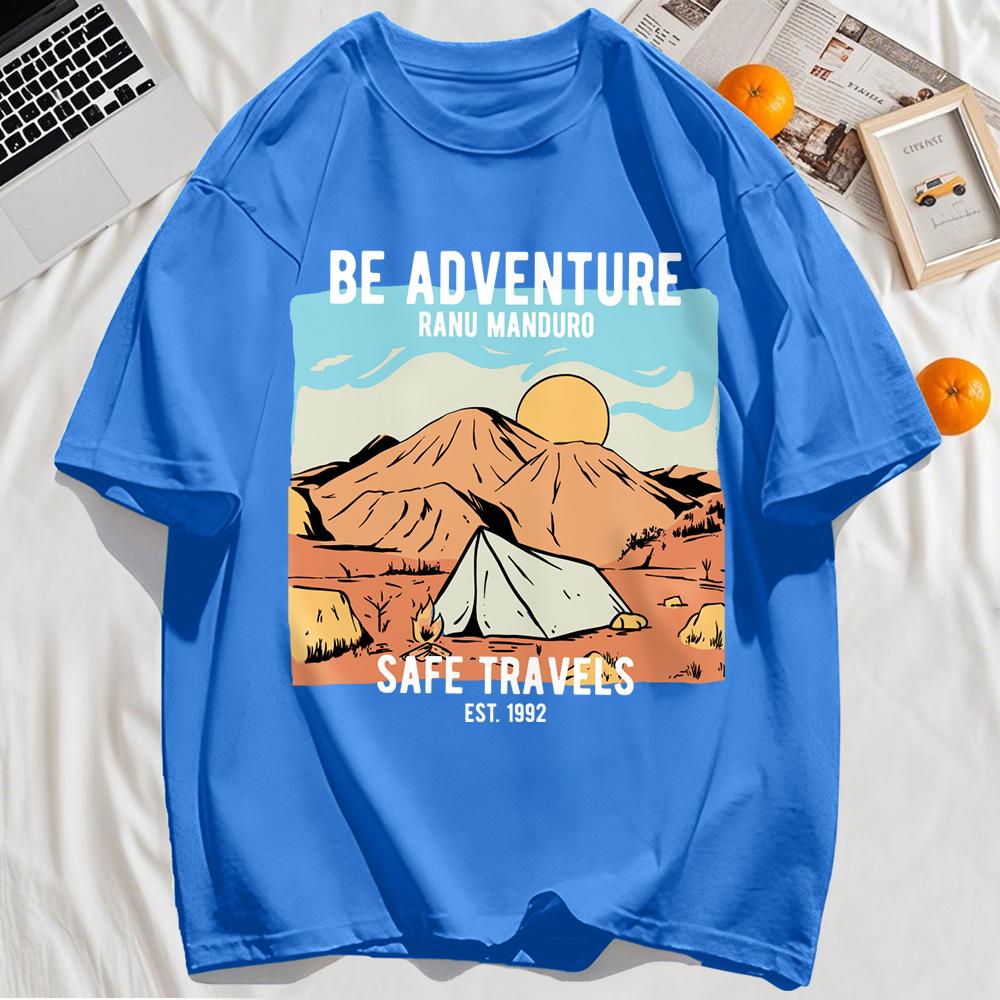 Be Adventure Desert Safe Travels Print Mens T-Shirt Cotton Summer T Shirts Sport Loose Short Sleeve O-Neck Clothes