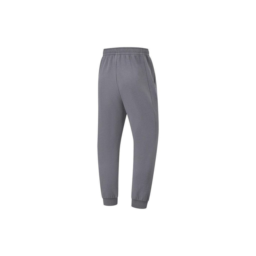 Li Ning Fitness Series Solid Color Mid Waist Fleece Knitted Sports Pants Men Pants Smoke-Gray AKLT793-2