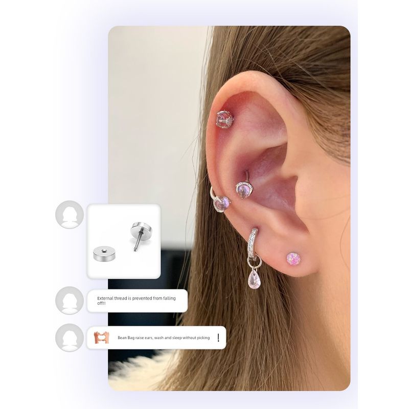 Ear Bone Nail Ear Bone Ring Medical Titanium Steel Ear Studs Ear Hole Titanium Alloy Female Ear Worm Nail Edge Unique Earrings Earrings