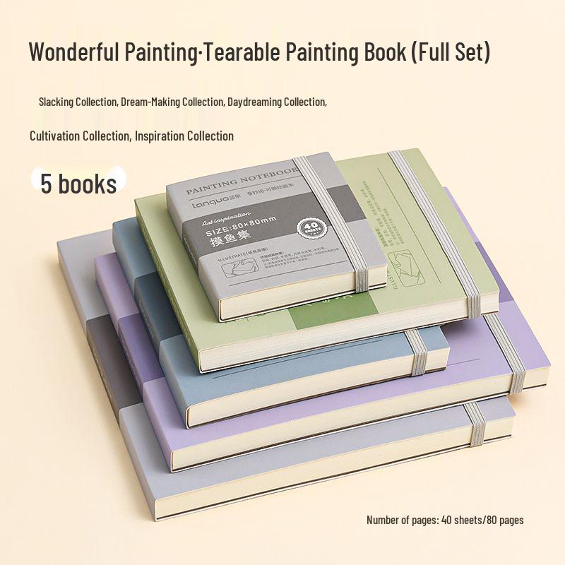 Blue Fruit Acrylic Cardstock Drawing & Doodling Mini Watercolor Pocket Book with Thickened Blank Pages