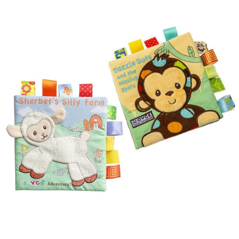 

2 Pcs Soft Books Non Toxic Cloth Book Soft Activity Books for Touch & Feel Books Cute Animal Books Monkey & Sheep Owl &
