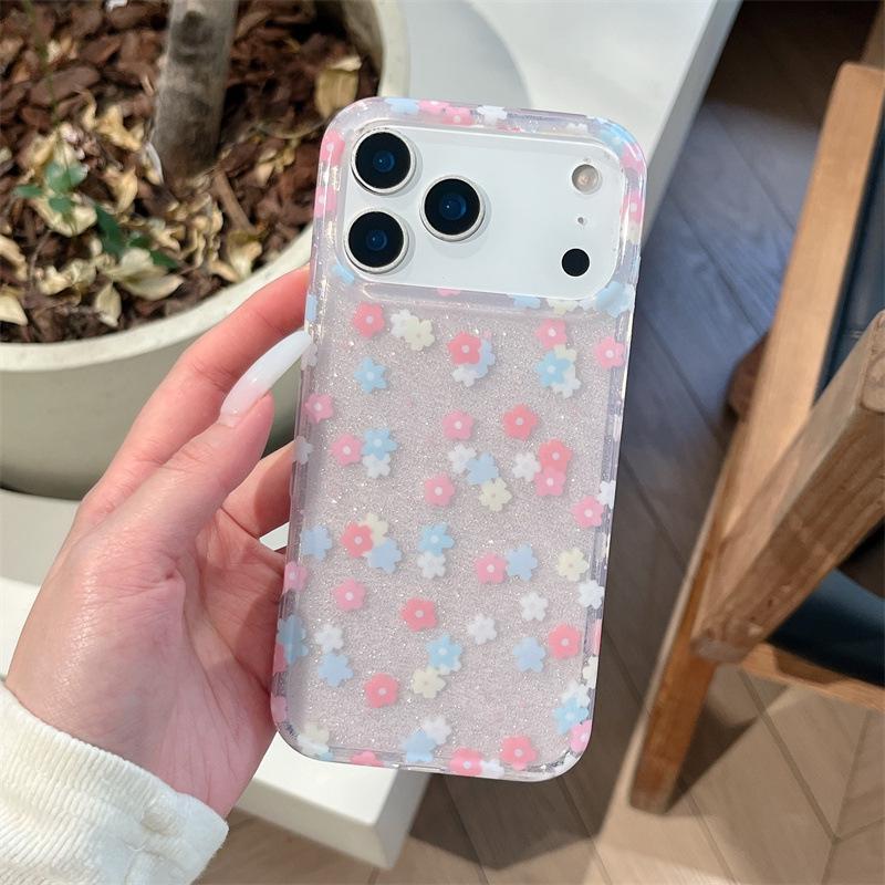 

Ins Super Hot Glitter Flower Drop-Proof Protective Case for iPhone 14/15/16 Pro and Apple 17PM 13