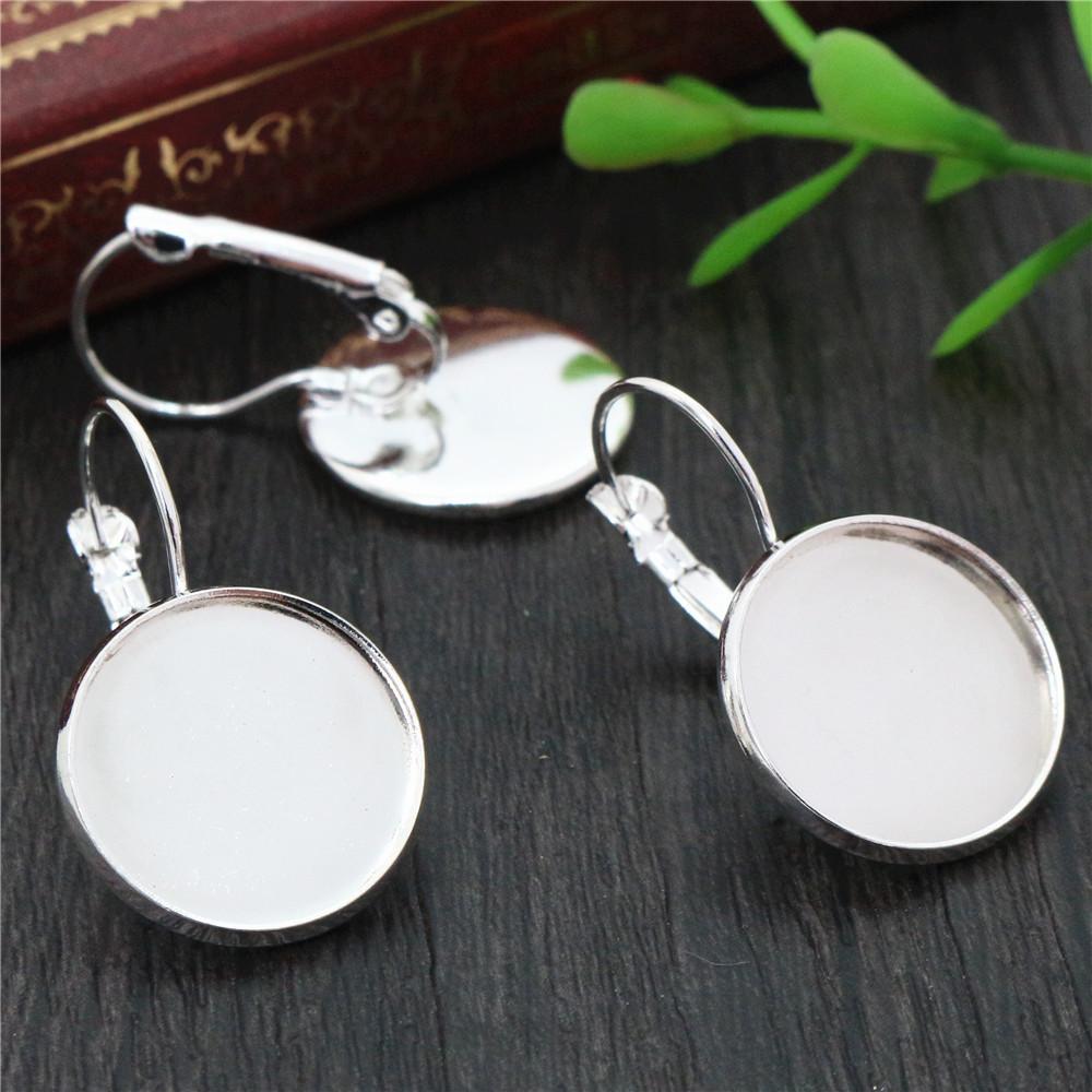 High Quality 8-25mm 10pcs French Lever Back Earrings Blank/Base,Fit 8-25mm Glass Cabochons,Buttons;Earring Bezels