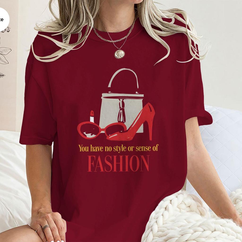 American Style Retro Movie Print T Shirt Women Y2K Basic T Shirts 100 Cotton Crew Neck Hip Hop Tee Shirt