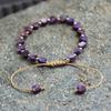 Colorful Bohemian Purple Emperor Bracelet with Adjustable Braided Hematite Spacer Beads