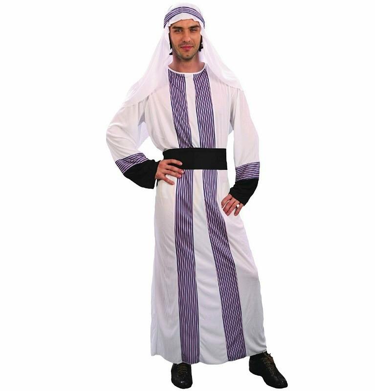 Premium Adult Arab Costume In Striped Design Perfect For Themed Events And Celebrations