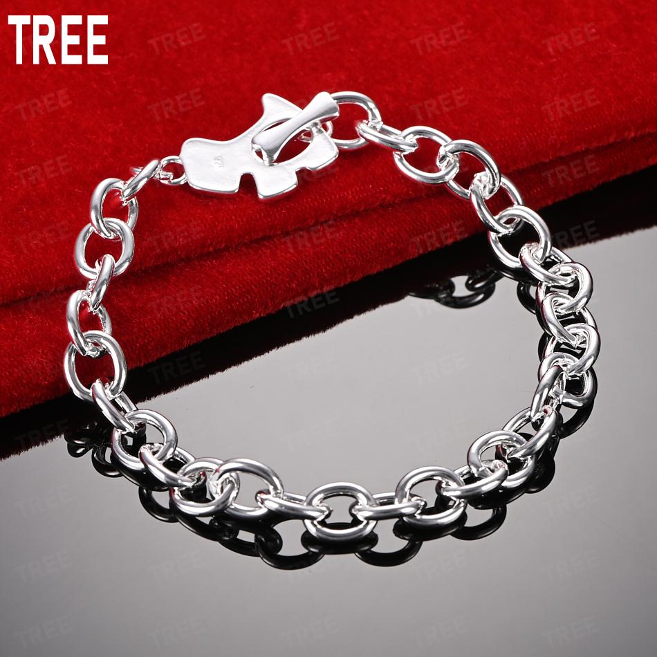 925 Sterling Silver Bone Side Chain Simple Bracelet Gift Jewelry