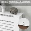 Radiator Cover, Modern MDF White Painted Cabinet with Horizontal Slats for Living Room, Bedroom, 152L x 19W x 81H cm