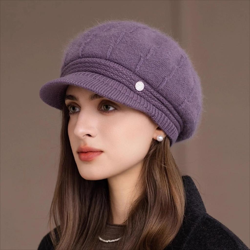 Warm Hat, Plush, Knitted Hat, Thick Hat, Woolen Hat, Cold Hat