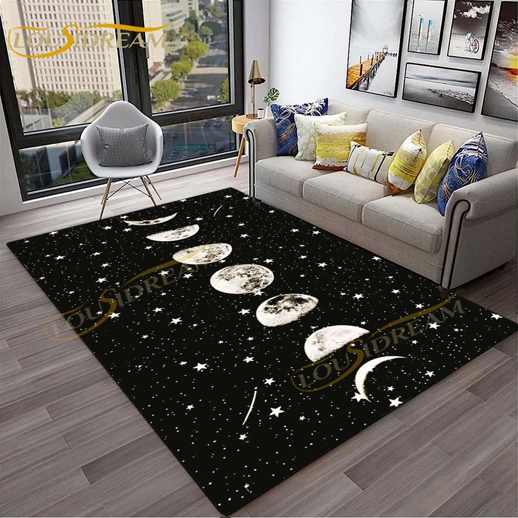 3D-Teppich mit Baum des Lebens, geheimnisvoller Tarotkarten-Teppich für Schlafzimmer, Wohnzimmer, Schlangenteppiche, Boho-Mondphase und Sterne, Schmetterlingsteppich