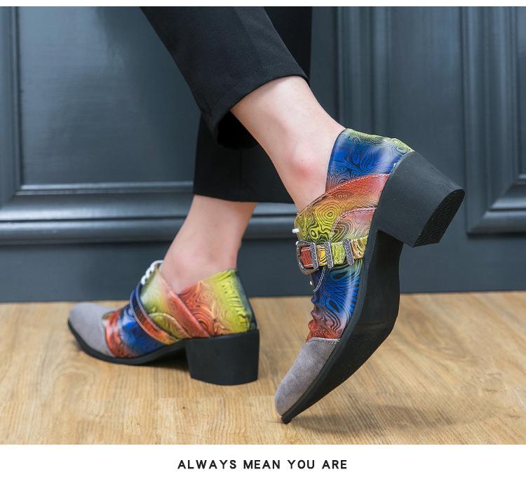 European & American 2025 Men's Fashionable Mid-Heeled Pointed Toe Loafers - Spring & Autumn Collection