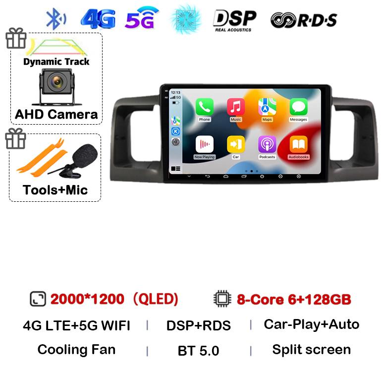 Android 14 Carplay Auto WIFI 4G Car Radio For Toyota Corolla E120 E 120 BYD F3 2007 2008 2009 2010 2011 Stereo Multimedia Player