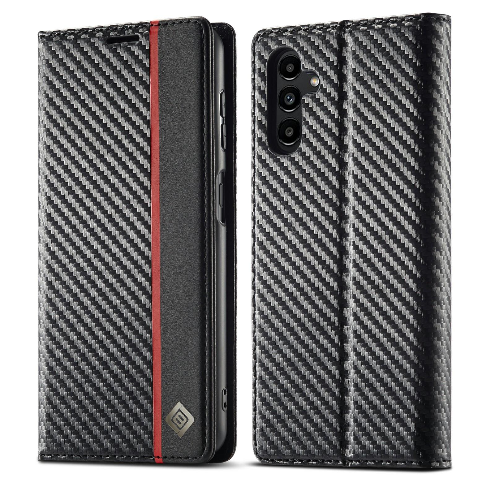 

LC.IMEEKE For Samsung Galaxy S25 FE Wallet Case Carbon Fiber Texture Leather Phone Cover Vertical Stripe
