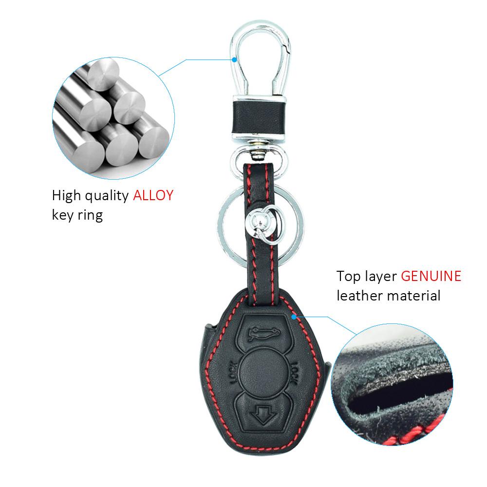 Leather Car Key Cover Auto Accessory For Bmw 5 6 M5 M6 Series E34 E36 E38 E39 E60 E61 E63 E64 Remote Control Fobs Protector Case