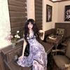 French Retro Butterfly Floral Suspender Fairy Dress Female Summer New Temperament Waist Thin Mesh Dress