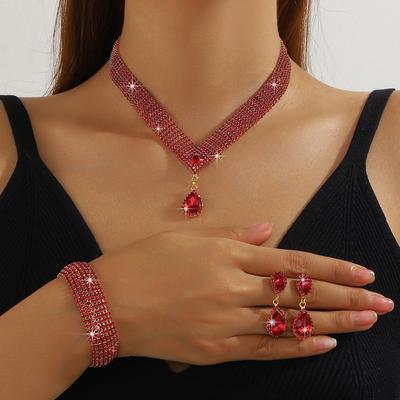Set Collana Orecchini Bracciale Super Bellezza Strass di Lusso