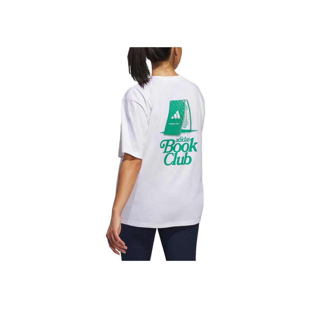 Adidas Golf Book Club Graphic Oversized Tee Soft Comfortable Fashionable Versatile Short Sleeve Drop Shoulder T-Shirt Women Tops White JI9500