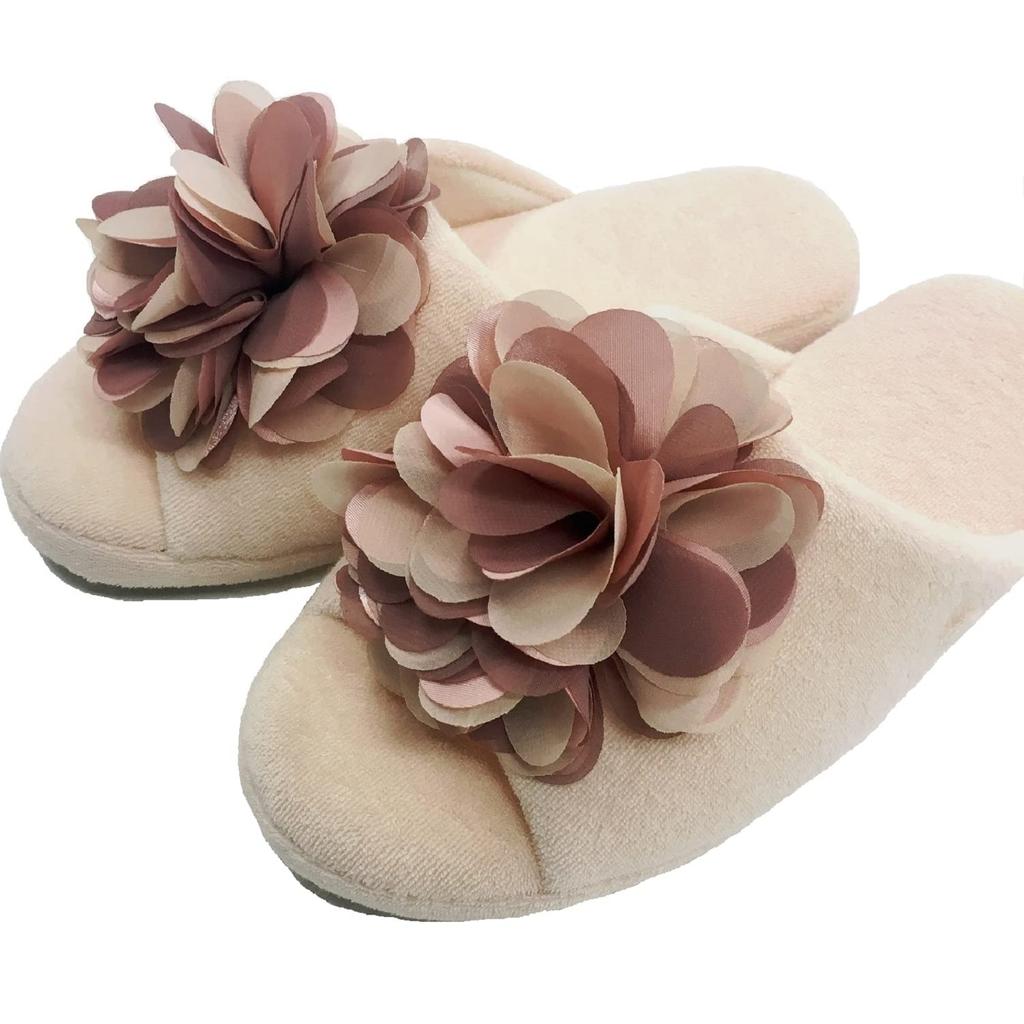 Senko Comfort Slippers with Floral Cotton Arched Cup Relaxed 91897 S.D.S. Motif, Pink, Approx. 25.5cm, Fabric, Sole, Shape, Fit,