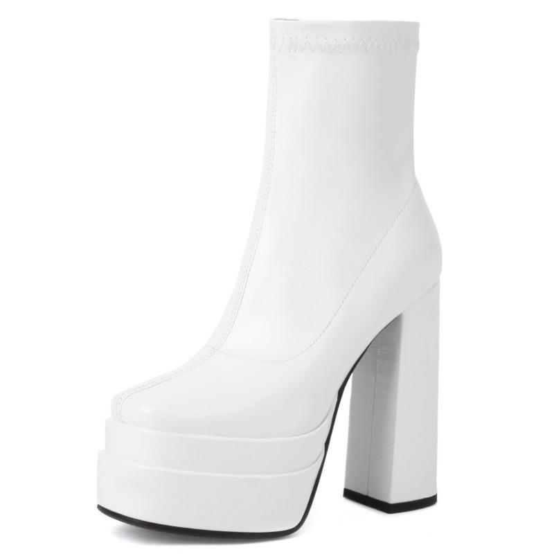 Sexy Platform Women's Ankle Boots 2025 Winter Shoes High Heels Short Boot Black White Red Dance Party Shoes For Girl Large Size