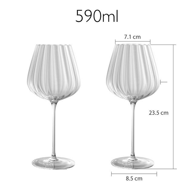 2PCS Transparent Ripple Crystal Glasses Luxury Household Goblet Party Champagne Glass Red Wine Glasses Romantic Wedding Cup Gift