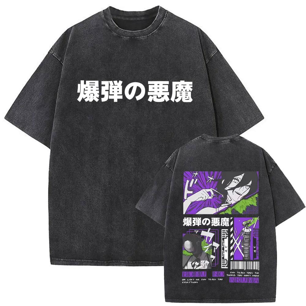 Washed Vintage Anime Chainsaw Man Reze Graphic T Shirts Men Women Casual Oversized Short Sleeve Tees Men s Retro Cotton T-shirts S разноцветный