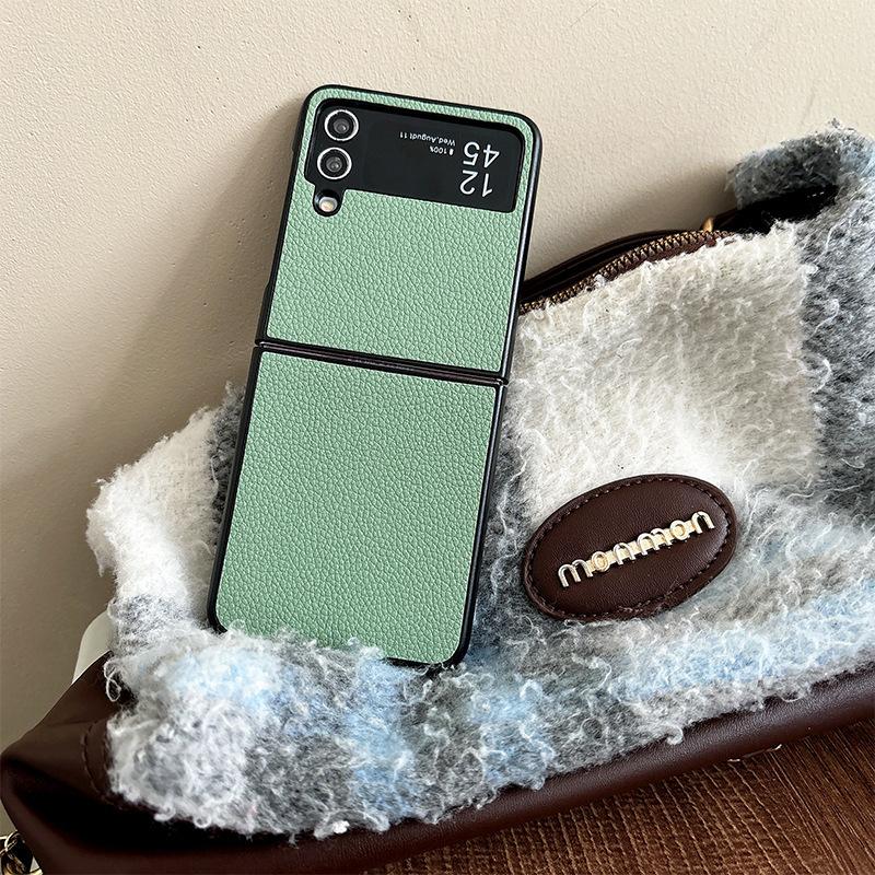 Leather Solid Color Mobile Phone Case for Samsung Zflip6 Clamshell Folding Screen Findn2Flip Hard Shell Xflip