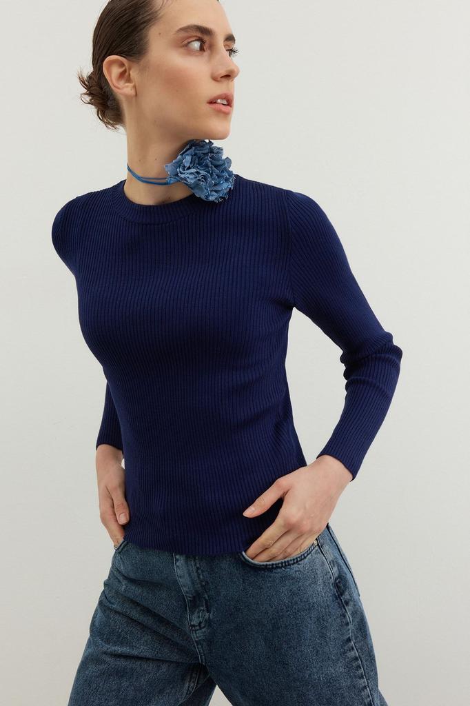 Women's Fashion Stone Basic Ribbed Knitwear Sweater