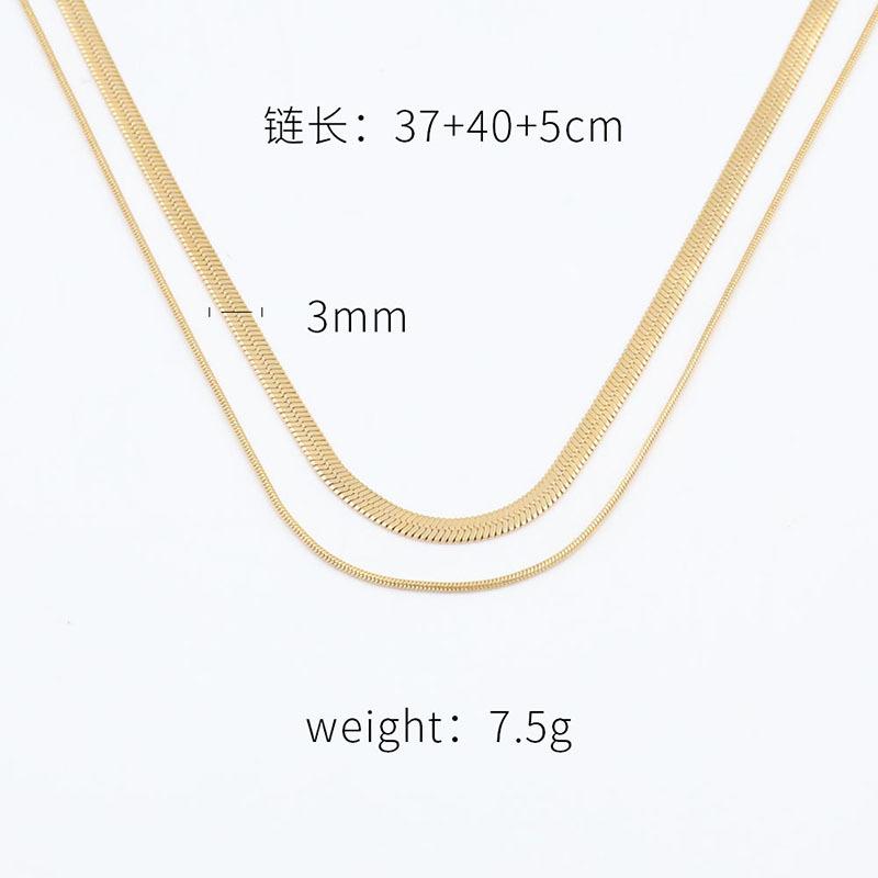 Simple Hip-Hop Neutral Style Men And Women With The Same Metal Double-Layer Chain Stacked With Titanium Steel 18K Necklace Collarbone Chain