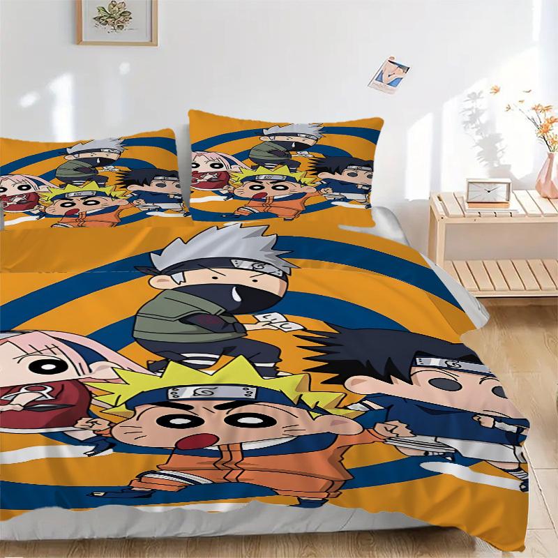 

3pcs Crayon Shinchan Duvet Cover Set - Machine Washable, Includes 1 Duvet Cover and 2 Pillowcases, No Core Included, All-Season Home Decor f 135x200cm