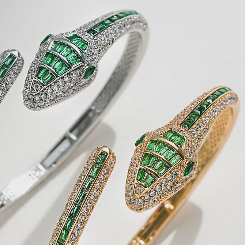 Dilixue Fashionable Green Zircon Snake Bracelet - Zodiac-Themed Gift