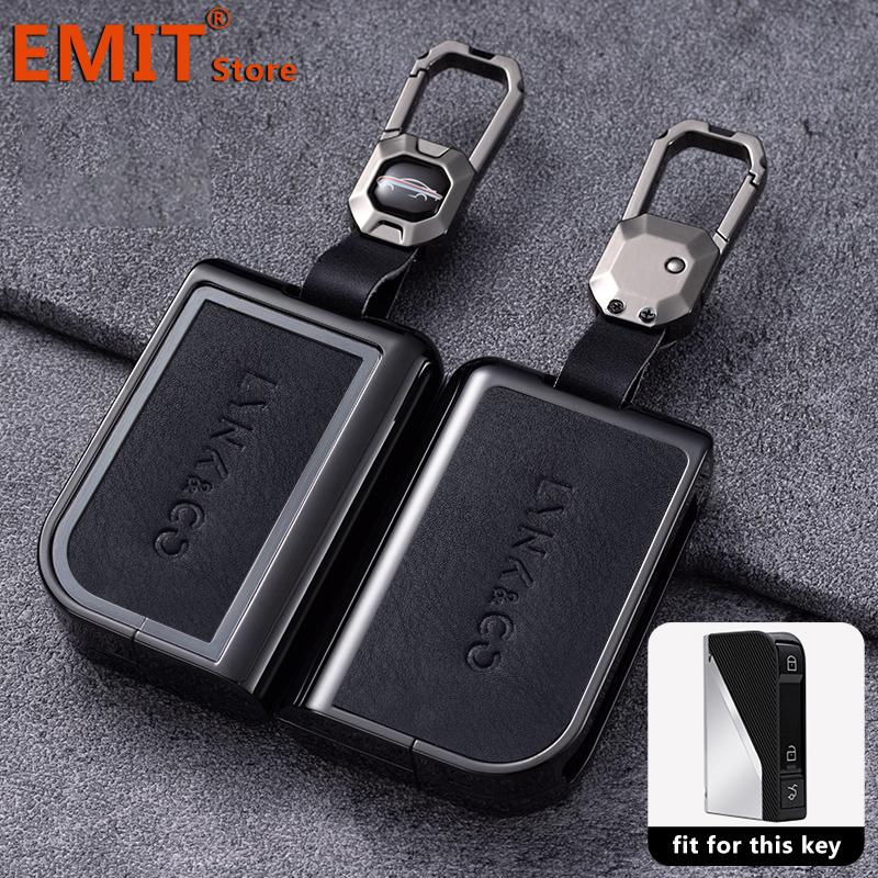 Fit For Lynk&Co 05 09 01 06 02 03 Lynk Co Zinc Alloy Genuine Leather Auto Key Fob Cover Smart Case Housing Key Ring Mount Remote Automotive Auto