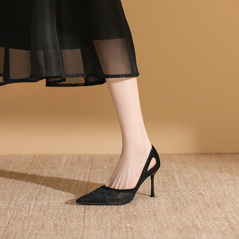 Elegant Women's Sandals Mesh Pointed Toe High Heels Shoes Summer 2026 Luxury Stiletto Pary Wedding Shoes Sexy Pumps Mujer Slides